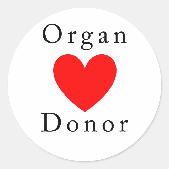 Organ Donor tshirt Classic Round Sticker (Front)