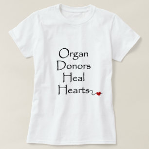 Organ Donors Heal Black Script Typography T-Shirt