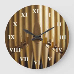Organ pipes round clock - roman numerals