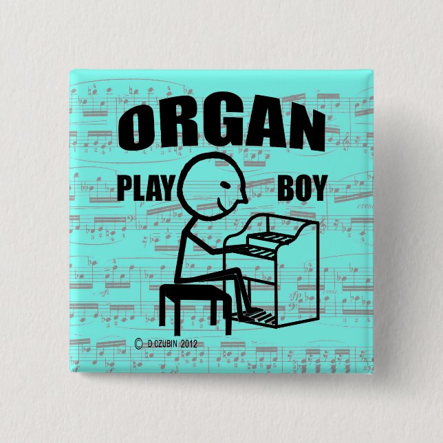 Organ Play Boy 2 Inch Square Button (Front)
