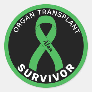 Organ Transplant Ribbon Black Classic Round Sticker