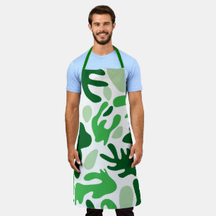 organic Abstract shapes shades of green Apron