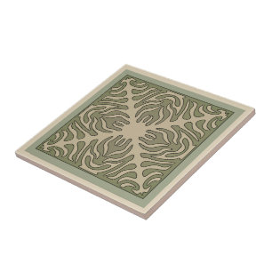 Organic Arts & Crafts Outlined Design Variation 1 Tile