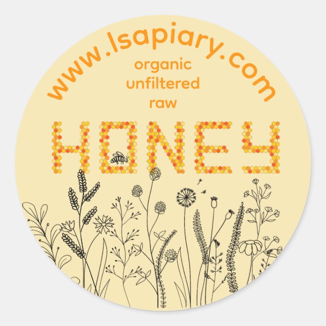 Organic Beekeeping Honey Jar Label (Front)