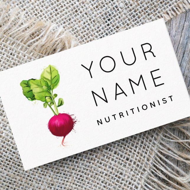 Organic Beetroot Watercolor Vegetable Nutritionist Business Card (Creator Uploaded)