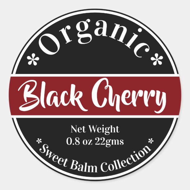 Organic Black Cherry Sweet Lip Balm Collection Classic Round Sticker (Front)