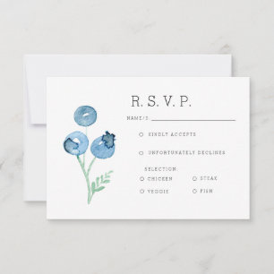 Organic Blueberry Trio Watercolor RSVP Card