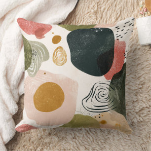 Organic Boho Abstract Pattern in Earthy Muted Tone Throw Pillow