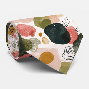 Organic Boho Abstract Pattern in Earthy Muted Tone Tie