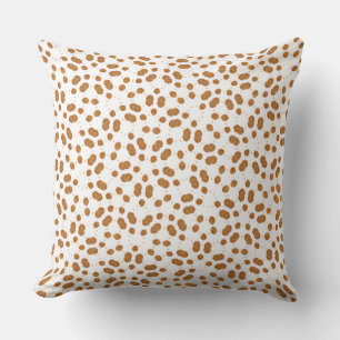 Organic Brown Dalmatian Spot Repeat Pattern Throw Pillow