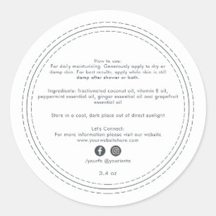 Organic Business Beauty Product Ingredients White Classic Round Sticker