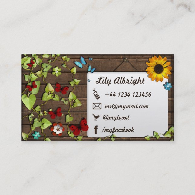 Organic Business Card Social Media Icons (Front)