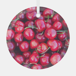 Organic California Cherries Celebration Glass Ornament