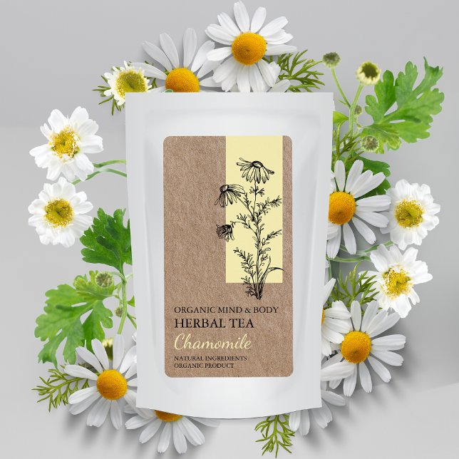 Organic Chamomile Herbal Tea Kraft Business Label (Creator Uploaded)