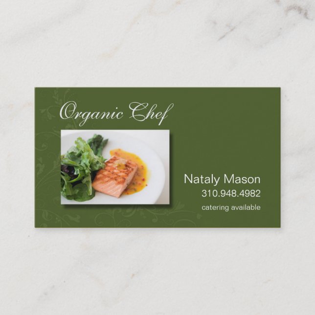"Organic Chef" Catering, Healthy Eating, Nutrition Business Card (Front)