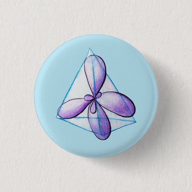 Organic Chemistry Art – Methane Molecule Drawing 1 Inch Round Button (Front)