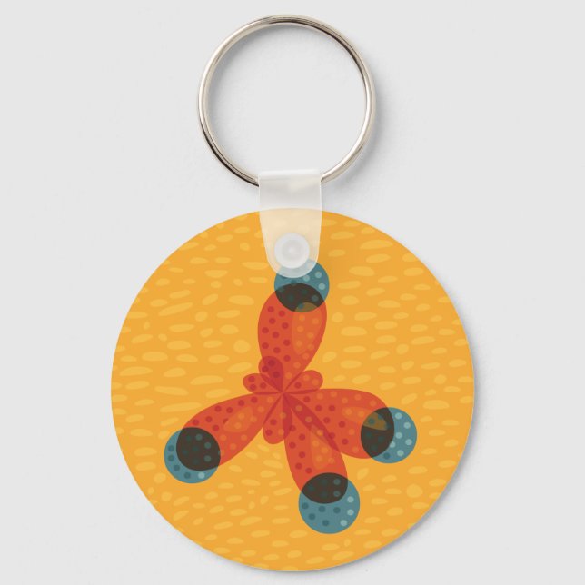 Organic Chemistry QR Code Orange Methane Molecule Keychain (Front)