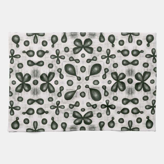 Organic chemistry student black and white pattern  kitchen towel (Horizontal)