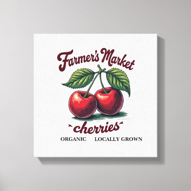 Organic Cherries Tee – Locally Grown & Sweet Canvas Print (Front)