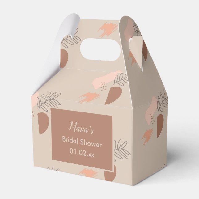 Organic Collage Leaf Earth Tone Wedding Favor Box (Front Side)