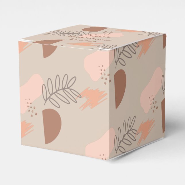 Organic Collage Leaf Earth Tone Wedding Favor Box (Front Side)