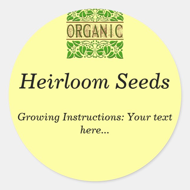 Organic Custom Seed Packet Stickers (Front)