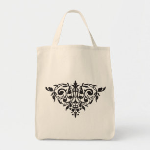 Organic customizable silhouette damask totebag tote bag
