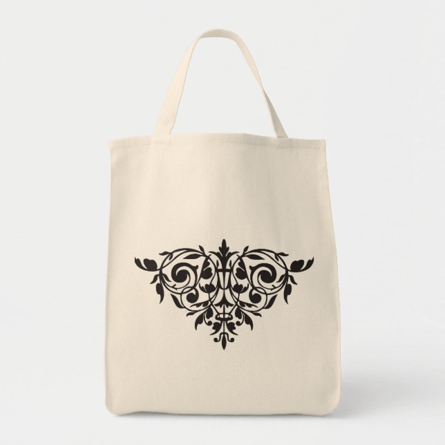 Organic customizable silhouette damask totebag tote bag (Front)