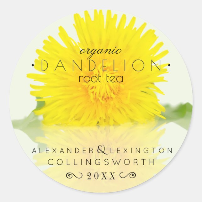 Organic Dandelion Root Tea Classic Round Sticker (Front)