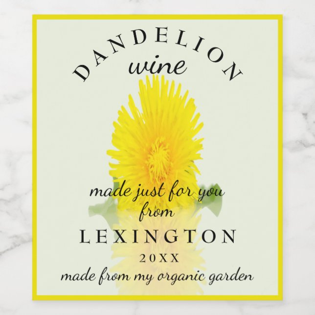 Organic Dandelion Wine Homemade Wine Label (Single Label)