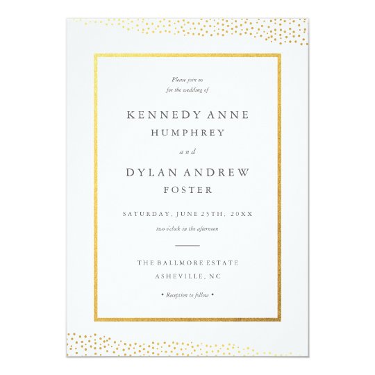 Organic dots faux foil wedding invitation