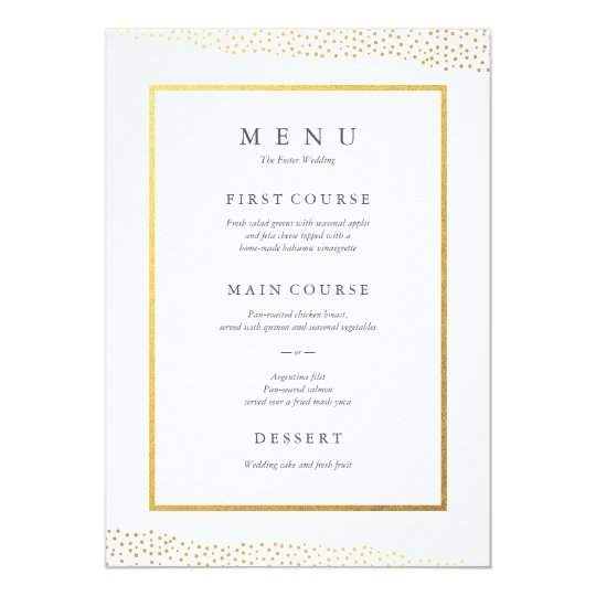 Organic dots faux foil wedding menu card