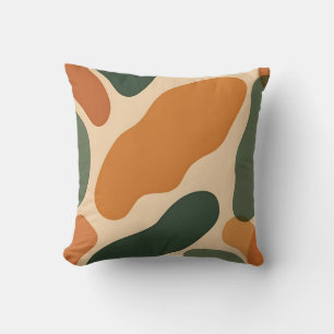 Organic Earth Tone Abstract Shapes Pattern Throw Pillow