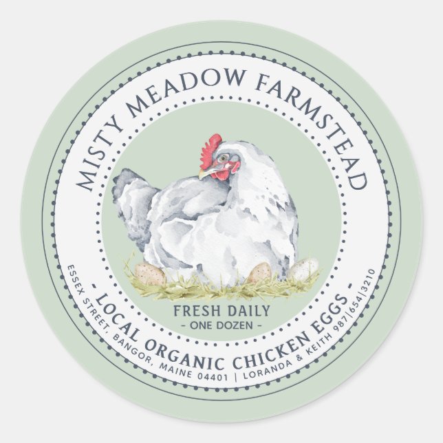 Organic Egg Carton Market Label Hen on Nest Green (Front)