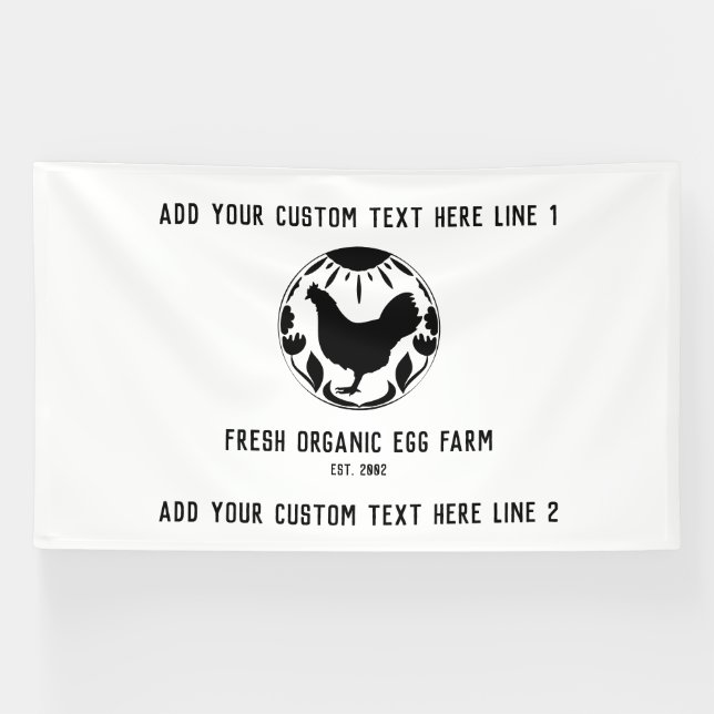 Organic Egg Farm Farmhouse Rustic Chicken  Banner (Horizontal)