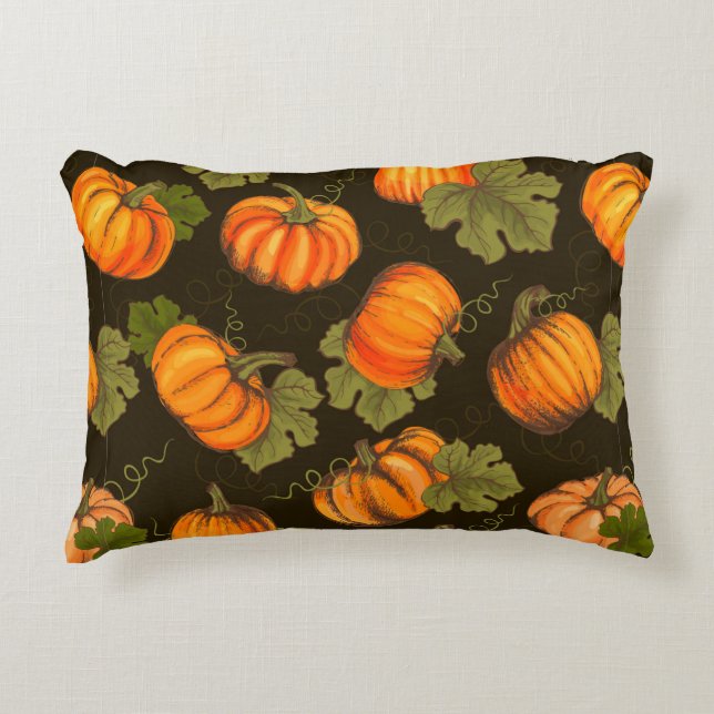 Organic farm vegetables seamless pattern with oran accent pillow (Front)