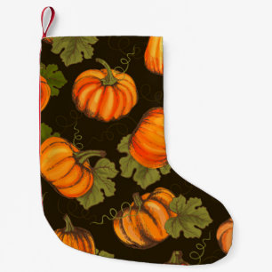 Organic farm vegetables seamless pattern with oran small christmas stocking