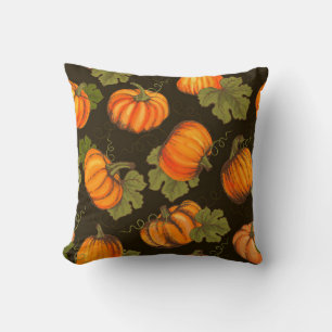 Organic farm vegetables seamless pattern with oran throw pillow