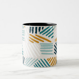 Organic Flat Abstract Element Pattern Two-Tone Coffee Mug