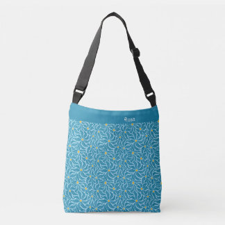 Organic floral shapes turquoise yellow crossbody bag