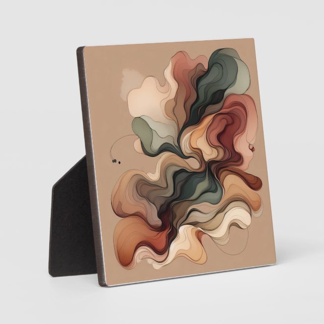 Organic Flow Abstract Art – Earth Tone Symmetry Plaque (Front)
