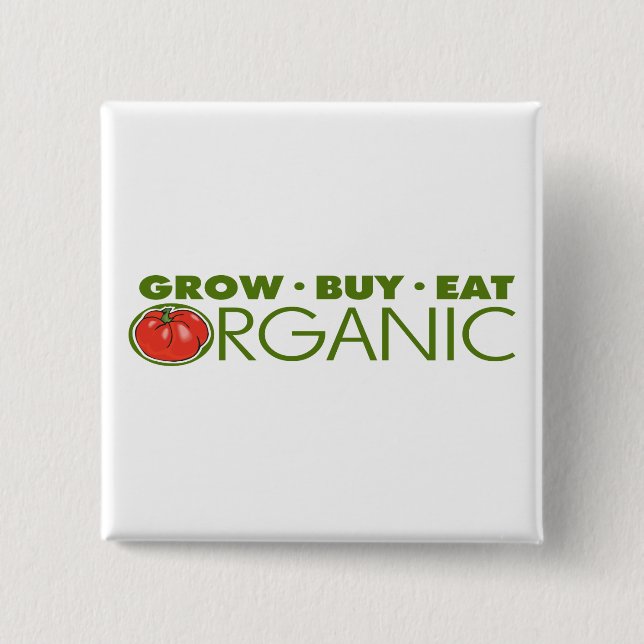 Organic Food 2 Inch Square Button (Front)