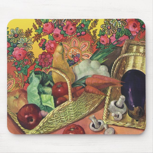 Organic Food, Garden Vegetables, Blooming Flowers Mouse Pad (Front)