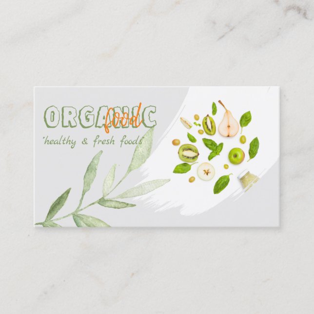 Organic Food Healthy Nutrition Detox Vegan Bakery Business Card (Front)
