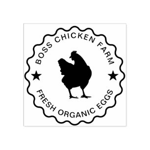 Organic Fresh Eggs Hand Gathered Chicken Farm Rubber Stamp