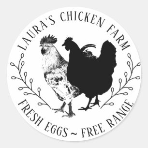 Organic Fresh Eggs Vintage Chicken Farm Classic Round Sticker
