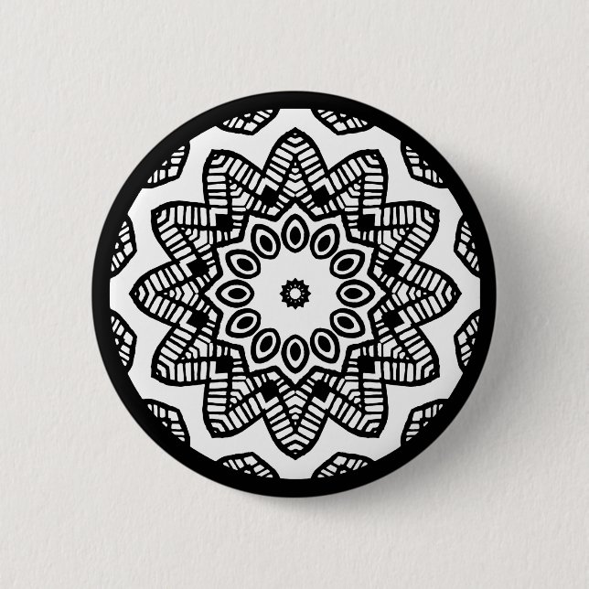 Organic Geometry 012 - Black on White 2 Inch Round Button (Front)