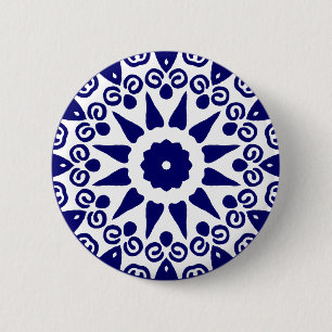 Organic Geometry 02 - Deep Navy on White 2 Inch Round Button