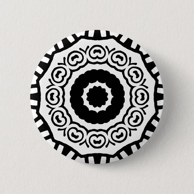 Organic Geometry 04 - Black on White 2 Inch Round Button (Front)