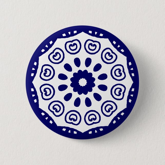 Organic Geometry 05 - Deep Navy on White 2 Inch Round Button (Front)